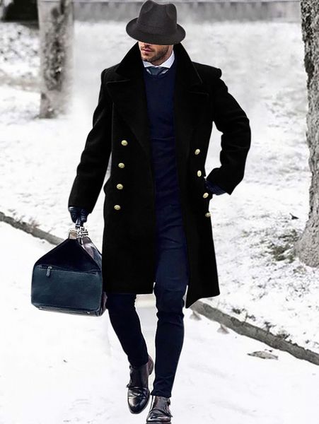 men lapel neck flap pocket double breasted overcoat u3rm#, Black;brown 
men lapel neck flap pocket double breasted overcoat u3rm#, Black;brown