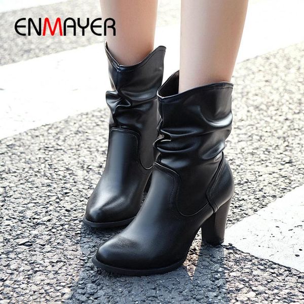 boots enmayer round heels pu ankle for women slip-on pleated solid short plush high winter gray brown, Black
boots enmayer round heels pu ankle for women slip-on pleated solid short plush high winter gray brown, Black