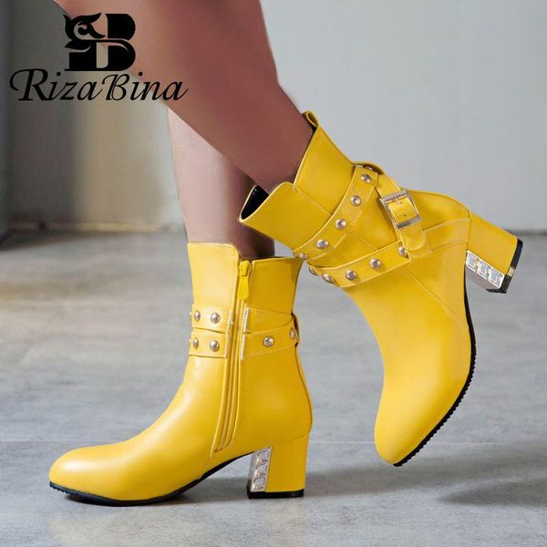 rizabina women plus size 32-48 rivets zipper short winter boots fashion square heels office work ankle boots shoes woman, Black
rizabina women plus size 32-48 rivets zipper short winter boots fashion square heels office work ankle boots shoes woman, Black