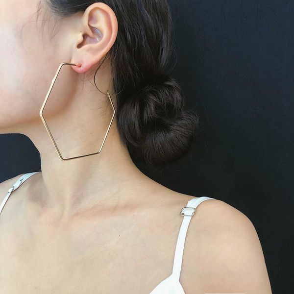 simple big hoop earrings for women geometric hexagon hollow aros gold silver color circle vintage party jewelry pendientes re43, Golden;silver
simple big hoop earrings for women geometric hexagon hollow aros gold silver color circle vintage party jewelry pendientes re43, Golden;silver