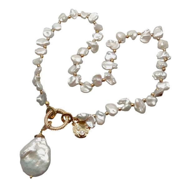 freshwater cultured white keshi necklace coin pearl charm 18" q1209, Bronze;silver
freshwater cultured white keshi necklace coin pearl charm 18" q1209, Bronze;silver
