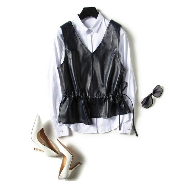 2020 new leather vest women coat v neck a line slim party club elegant jacket sleeveless feminino lj201204, Black;white
2020 new leather vest women coat v neck a line slim party club elegant jacket sleeveless feminino lj201204, Black;white