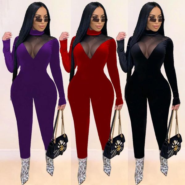 velvet mesh sheer patchwork jumpsuit woman long sleeve mock neck bodycon rompers fashion one piece night club outfits, Black;white
velvet mesh sheer patchwork jumpsuit woman long sleeve mock neck bodycon rompers fashion one piece night club outfits, Black;white
