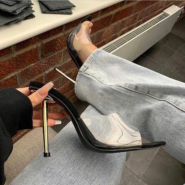 pointed peep toe women's sandals transparent stiletto high heels white clear niufuni woman slippers plus size 35-42 women shoes, Black
pointed peep toe women's sandals transparent stiletto high heels white clear niufuni woman slippers plus size 35-42 women shoes, Black