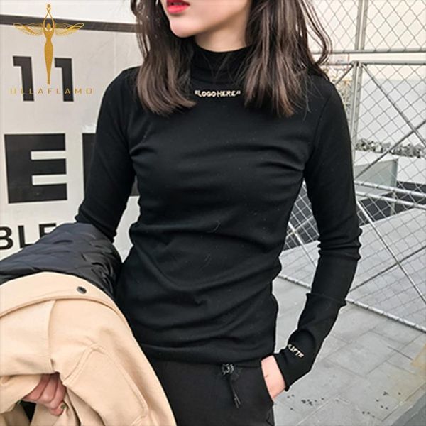 autumn slim turtleneck womens t shirt simple large size shirt letters embroidered slim student solid color long sleeve t shirt, White
autumn slim turtleneck womens t shirt simple large size shirt letters embroidered slim student solid color long sleeve t shirt, White