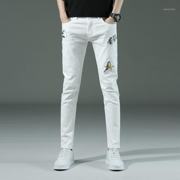 men's jeans 2021 embroidery cool men white elastic fantastic quality brand slim fit comfortable hip hop pants trousers 28-381, Blue
men's jeans 2021 embroidery cool men white elastic fantastic quality brand slim fit comfortable hip hop pants trousers 28-381, Blue