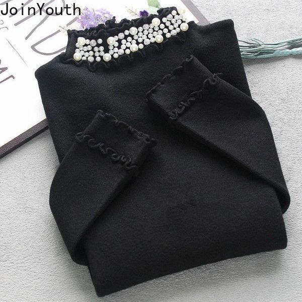 joinyouth chic half turtleneck knit pullovers ruffles beading sweaters for women slim fit sweet jumper fall 2020 sueter mujer1, White;black
joinyouth chic half turtleneck knit pullovers ruffles beading sweaters for women slim fit sweet jumper fall 2020 sueter mujer1, White;black