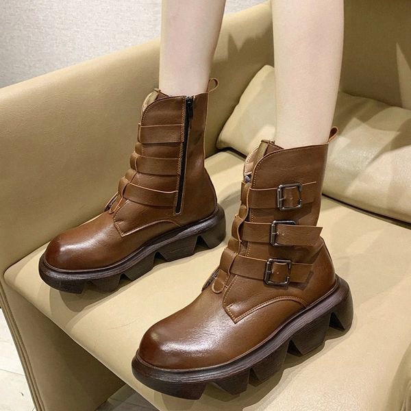 lucyever vintage double buckle pu leather ankle boots women comfortable mid heel platform shoes woman round toe casual shoes #x62d, Black
lucyever vintage double buckle pu leather ankle boots women comfortable mid heel platform shoes woman round toe casual shoes #x62d, Black