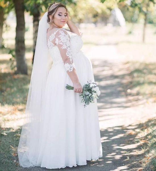 plus size wedding dresses 2021 a line pregnant 3/4 sleeve empire big size lace appliques chiffon bridal gowns elegant marriage dress, White
plus size wedding dresses 2021 a line pregnant 3/4 sleeve empire big size lace appliques chiffon bridal gowns elegant marriage dress, White