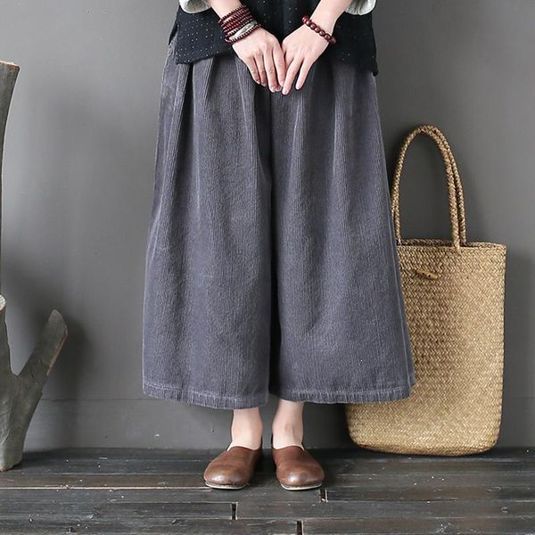 women's pants & capris johnature women corduroy wide leg 2021 autumn elastic waist loose vintage trouser warm brief, Black;white
women's pants & capris johnature women corduroy wide leg 2021 autumn elastic waist loose vintage trouser warm brief, Black;white