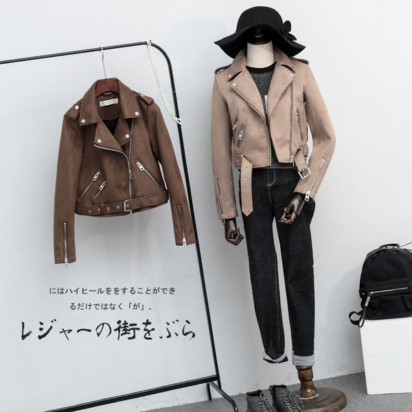 fitaylor new autumn faux suede womens motorcycle jacket faux leather jacket women biker jacket slim white pu coat lj201127, Black
fitaylor new autumn faux suede womens motorcycle jacket faux leather jacket women biker jacket slim white pu coat lj201127, Black