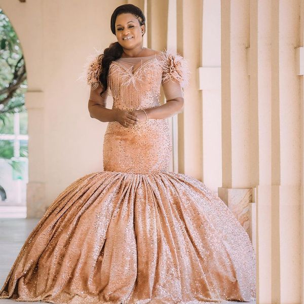 champagne gold sequin mermaid evening dresses short sleeve beading plus size formal evening gown puffy bottom prom dress, Black;red
champagne gold sequin mermaid evening dresses short sleeve beading plus size formal evening gown puffy bottom prom dress, Black;red