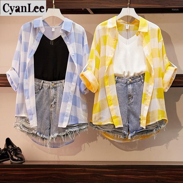 spring summer casual women three piece sets plaid shirt blouse + knit tank hole jean shorts denim pants suit set 3 piece set1, White
spring summer casual women three piece sets plaid shirt blouse + knit tank hole jean shorts denim pants suit set 3 piece set1, White
