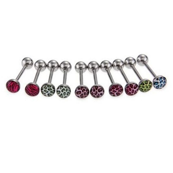1pc order 1.6195mm leopard tongue piercing surgical steel tongue ring 6 color bars tragus cartilage earring body jewelrys h wmtsts, Black
1pc order 1.6195mm leopard tongue piercing surgical steel tongue ring 6 color bars tragus cartilage earring body jewelrys h wmtsts, Black