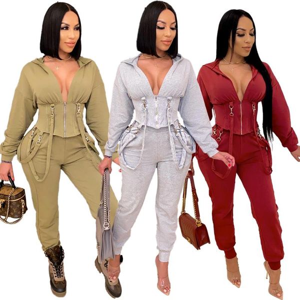 jrry casual women tracksuit two pieces set string loop hooded long pants 2 pieces set sports suit solid pattern outdoor wear, Gray
jrry casual women tracksuit two pieces set string loop hooded long pants 2 pieces set sports suit solid pattern outdoor wear, Gray