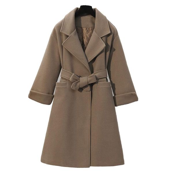 women's wool & blends l-4xl women winter belt long coat jacket elastic waist slim woolen overcoat turn-down collar full sleeve cardigan, Black
women's wool & blends l-4xl women winter belt long coat jacket elastic waist slim woolen overcoat turn-down collar full sleeve cardigan, Black