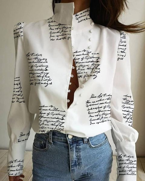 women's blouses & shirts stylish lady letter printed shirt 2021 autumn women long sleeve turtleneck button club party white elegant off
women's blouses & shirts stylish lady letter printed shirt 2021 autumn women long sleeve turtleneck button club party white elegant off