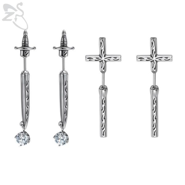 zs 1 pair punk 316l stainless steel stud earrings for men women sword cross shape long drop ear stud retro vintage ear piercings, Golden;silver
zs 1 pair punk 316l stainless steel stud earrings for men women sword cross shape long drop ear stud retro vintage ear piercings, Golden;silver