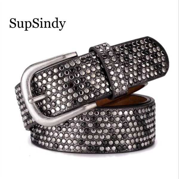 supsindy new woman's belt punk pin buckle vintage dot rivet luxury lady's original leather belts for women waistband female belt t, Black;brown 
supsindy new woman's belt punk pin buckle vintage dot rivet luxury lady's original leather belts for women waistband female belt t, Black;brown
