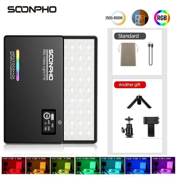 soonpho p10 2500k-8500k rgb led video light cri 97 fill light built-in battery pgraphic lighting for shooting studio+ tripod
soonpho p10 2500k-8500k rgb led video light cri 97 fill light built-in battery pgraphic lighting for shooting studio+ tripod