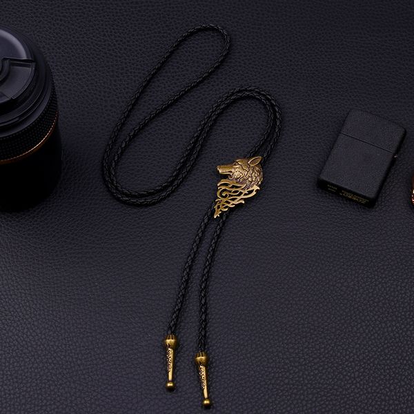 personalized wolf head pendant necklace shirt chain men's polo tie artificial leather necklace, Silver
personalized wolf head pendant necklace shirt chain men's polo tie artificial leather necklace, Silver