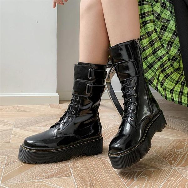 boots pxelena 2021 autumn natural genuine leather platform combat women lace up hook street punk gothic motorcycle ankle, Black
boots pxelena 2021 autumn natural genuine leather platform combat women lace up hook street punk gothic motorcycle ankle, Black