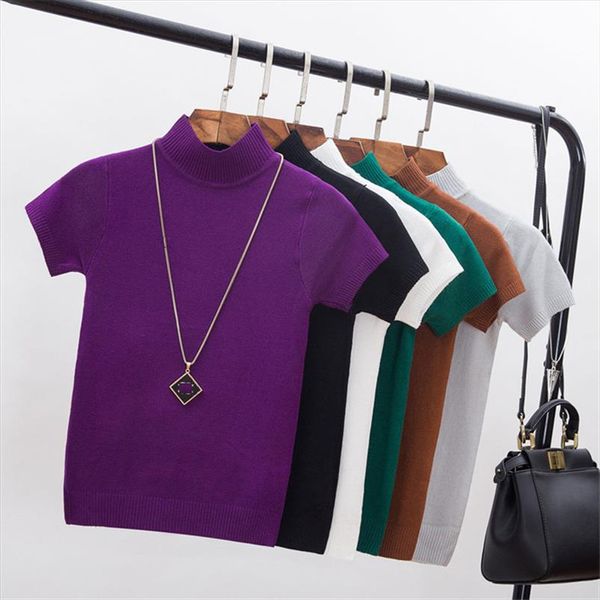 11 color 2020 spring knitted women short sleeve t shirt winter turtleneck pullovers t shirt tee shirt femme tshirt knitwear, White
11 color 2020 spring knitted women short sleeve t shirt winter turtleneck pullovers t shirt tee shirt femme tshirt knitwear, White