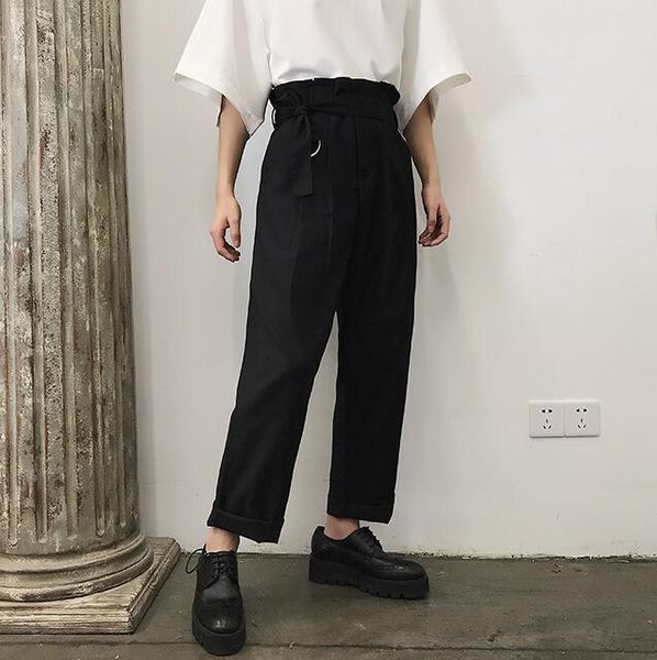 2020 early autumn men's belted casual pants trendy young hair stylist ins straight wide leg high waist trousers trousers, Black
2020 early autumn men's belted casual pants trendy young hair stylist ins straight wide leg high waist trousers trousers, Black