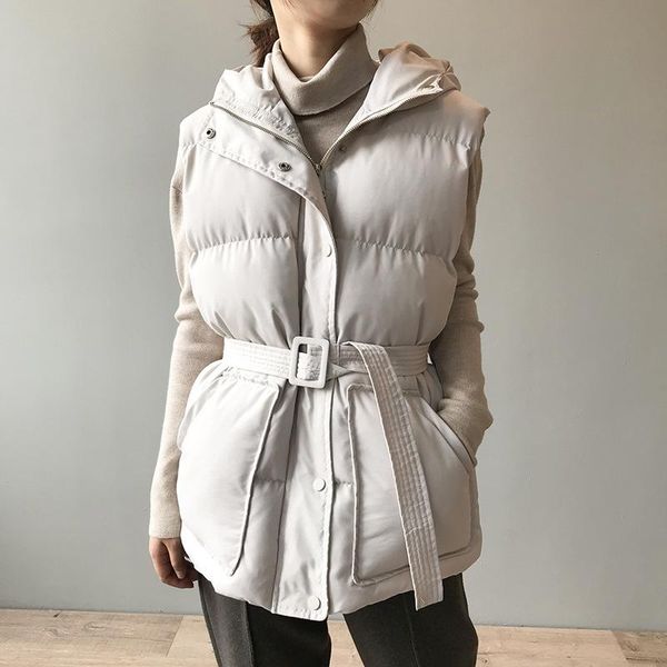 cotton vest women 2020 winter new korean loose hooded warm waistcoat female with belt, Black;white
cotton vest women 2020 winter new korean loose hooded warm waistcoat female with belt, Black;white