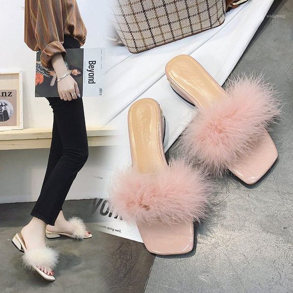 new style sweet fur slipper chunky-heel slippers semi-high heeled women's shoes1, Black
new style sweet fur slipper chunky-heel slippers semi-high heeled women's shoes1, Black