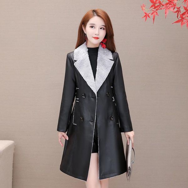 leather coat in long section of waist was thin temperament lambskin windbreaker jacket double-breasted large lapel tide1, Black
leather coat in long section of waist was thin temperament lambskin windbreaker jacket double-breasted large lapel tide1, Black