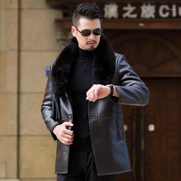 men leather fur collar long coat middle age leather fur clothing male winter outwear real collar warm thick windbreaker1, Black
men leather fur collar long coat middle age leather fur clothing male winter outwear real collar warm thick windbreaker1, Black