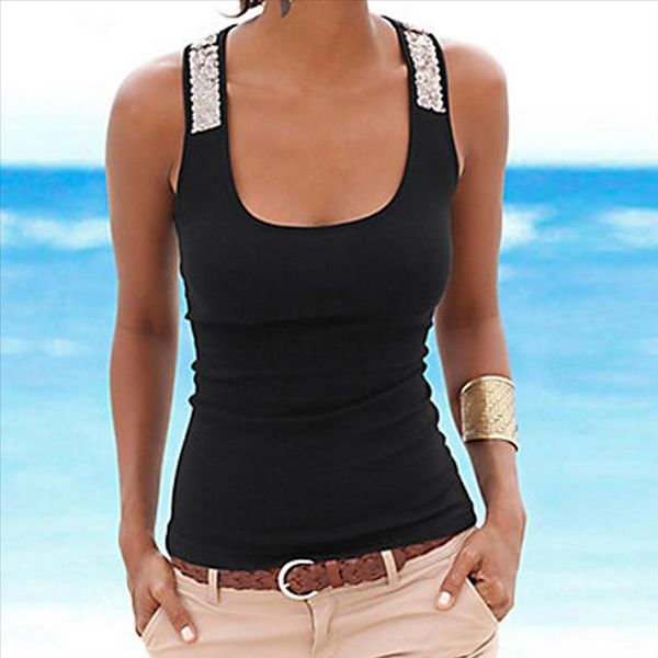 plus size women ladies solid sequin vest slim sleeveless t shirt tank beach vest bare midriff summer fashion clothes, White
plus size women ladies solid sequin vest slim sleeveless t shirt tank beach vest bare midriff summer fashion clothes, White