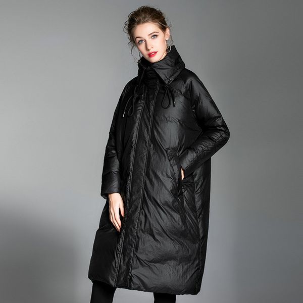 a new women winter jacket women's jackets long white outerwear loose down coats, Black