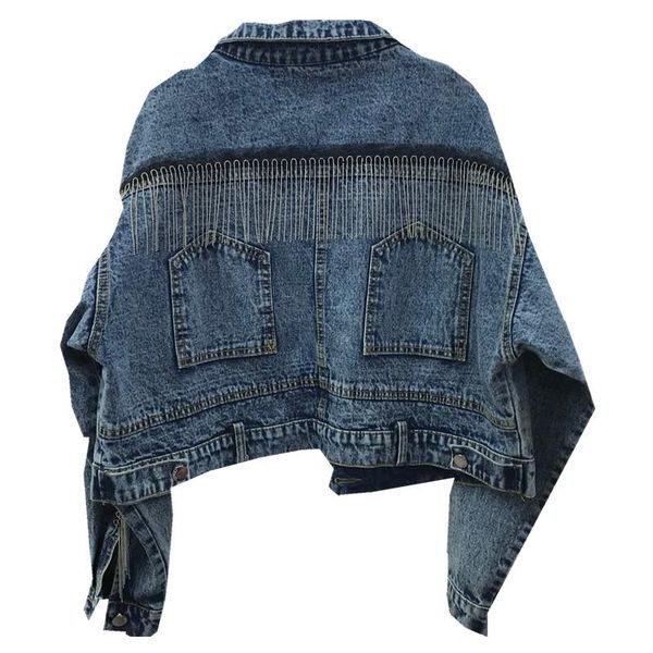 tassel chain denim jacket female korean spring loose short coat long sleeve big pocket 2020 fashion personality denim jackets, Black;brown
tassel chain denim jacket female korean spring loose short coat long sleeve big pocket 2020 fashion personality denim jackets, Black;brown