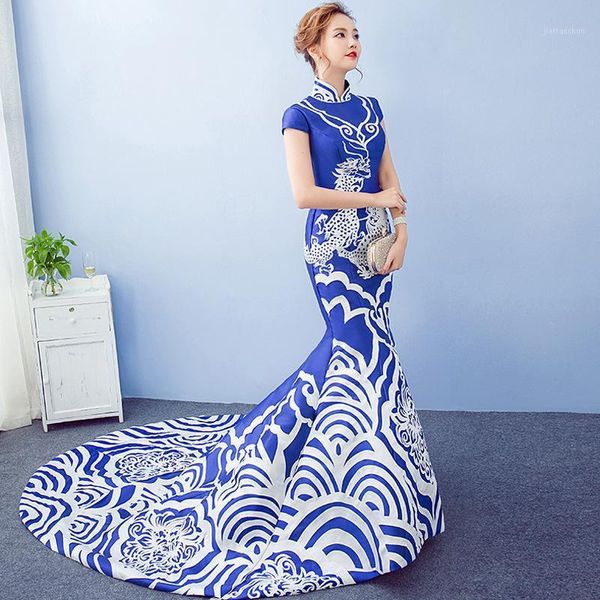 chinese style wedding long cheongsam retro slim party evening dress marriage gown qipao fashion lady clothes vestidos blue1, Red
chinese style wedding long cheongsam retro slim party evening dress marriage gown qipao fashion lady clothes vestidos blue1, Red