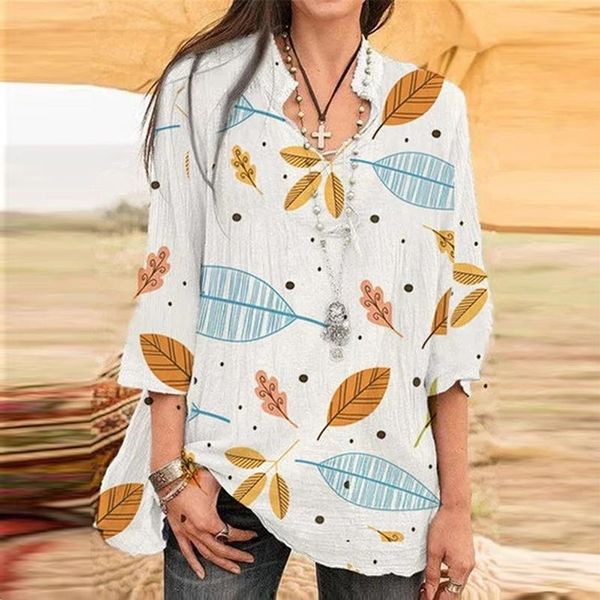 women's blouses & shirts women autumn elegant print blouse fashion v-neck 3/4 sleeve shirt casual loose plus size pullover streetwear, White
women's blouses & shirts women autumn elegant print blouse fashion v-neck 3/4 sleeve shirt casual loose plus size pullover streetwear, White