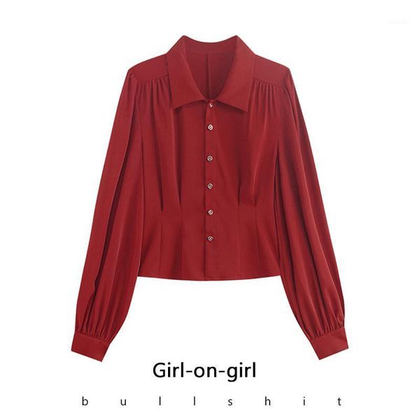 superaen solid retro lantern sleeve red shirt women's short waist full autumn blouse1, White
superaen solid retro lantern sleeve red shirt women's short waist full autumn blouse1, White