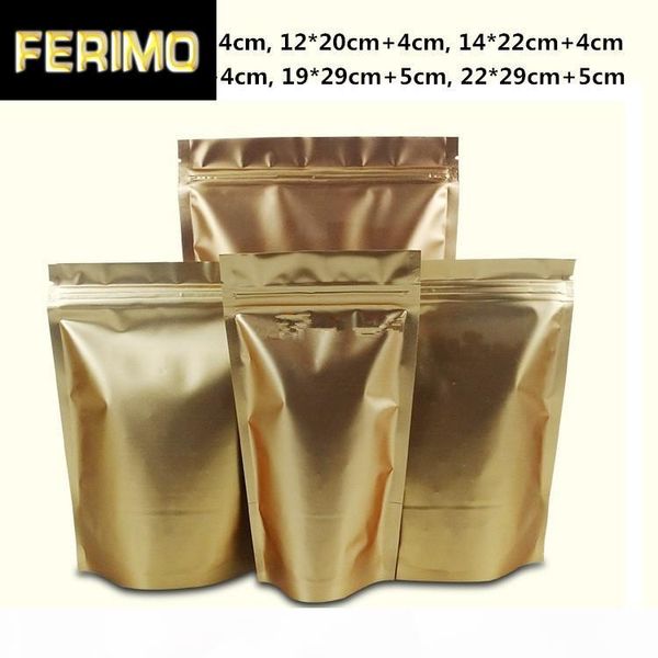 100pcs lot- 6 sizes options 200mic matt gold aluminum foil zip lock bag stand up pouch food powder tea coffee party gift bag
100pcs lot- 6 sizes options 200mic matt gold aluminum foil zip lock bag stand up pouch food powder tea coffee party gift bag