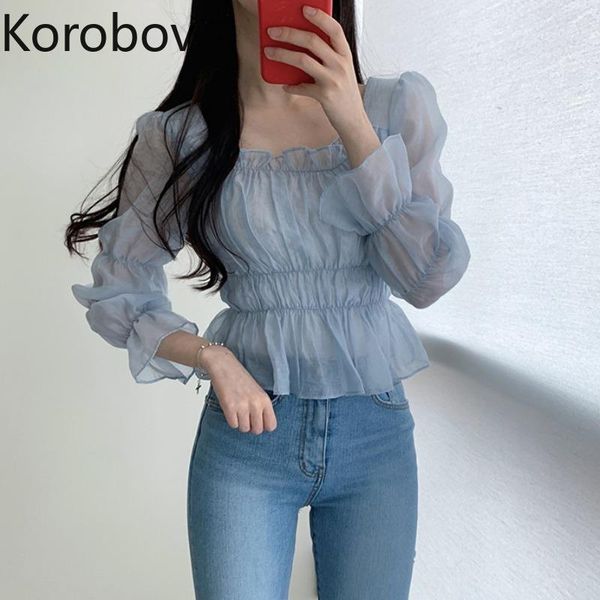 korobov square collar blouse women pullover puff long sleeve slim blusas korean perspective chiffon shirts1, White
korobov square collar blouse women pullover puff long sleeve slim blusas korean perspective chiffon shirts1, White
