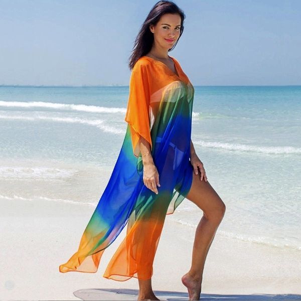 2021 new wear swimsuit cover polyester dress chiffon v-neck multi-color gradient in the skirt of summer bikini blouse qjqd, Black;gray
2021 new wear swimsuit cover polyester dress chiffon v-neck multi-color gradient in the skirt of summer bikini blouse qjqd, Black;gray