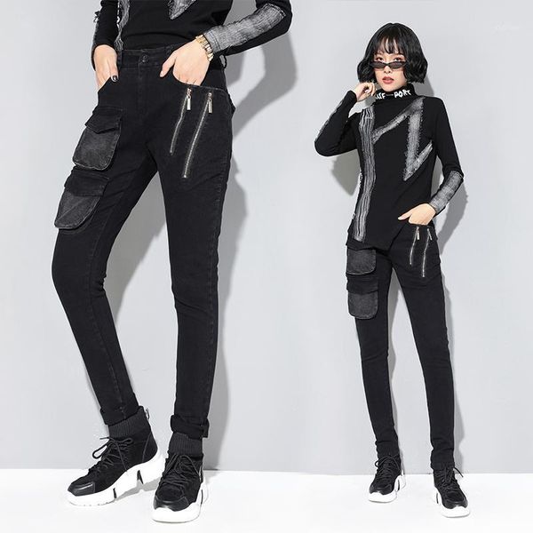 new punk rock black jeans women slim pockets zipper jeans biker for women korean fashion high street denim pants 20201, Blue
new punk rock black jeans women slim pockets zipper jeans biker for women korean fashion high street denim pants 20201, Blue