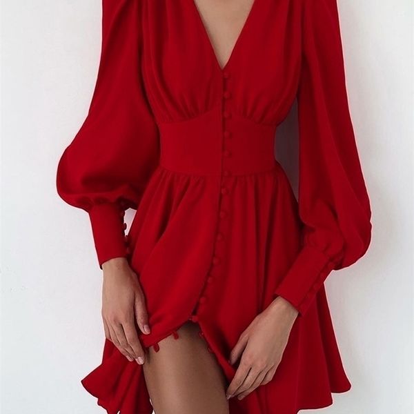 v-neck buttons pleated puff sleeves mini party dres long sleeve frills a-line vestido elegant high waist dresses 220310, Black;gray
v-neck buttons pleated puff sleeves mini party dres long sleeve frills a-line vestido elegant high waist dresses 220310, Black;gray