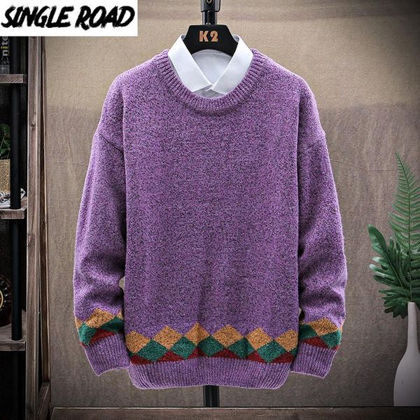 singleroad mens knitted sweater men 2020 winter patchwork sweaters pullover jumper harajuku korean oversized purple sweater men, White;black
singleroad mens knitted sweater men 2020 winter patchwork sweaters pullover jumper harajuku korean oversized purple sweater men, White;black
