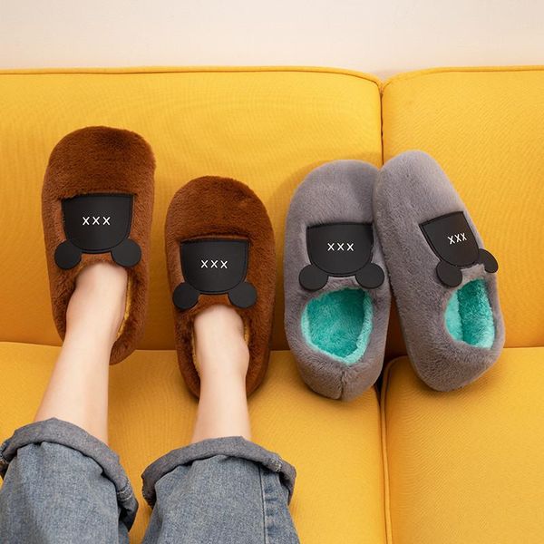 slippers couple winter cartoon cotton shoes home cute plush soft man/women indoor warm fluffy slides fashion house floor, Black 
slippers couple winter cartoon cotton shoes home cute plush soft man/women indoor warm fluffy slides fashion house floor, Black