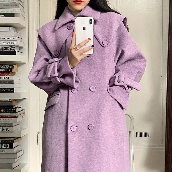 women's wool & blends women purple winter double breasted woolen coats turn down collar cuff korean sweet ins chic girls fashion outwea, Black
women's wool & blends women purple winter double breasted woolen coats turn down collar cuff korean sweet ins chic girls fashion outwea, Black