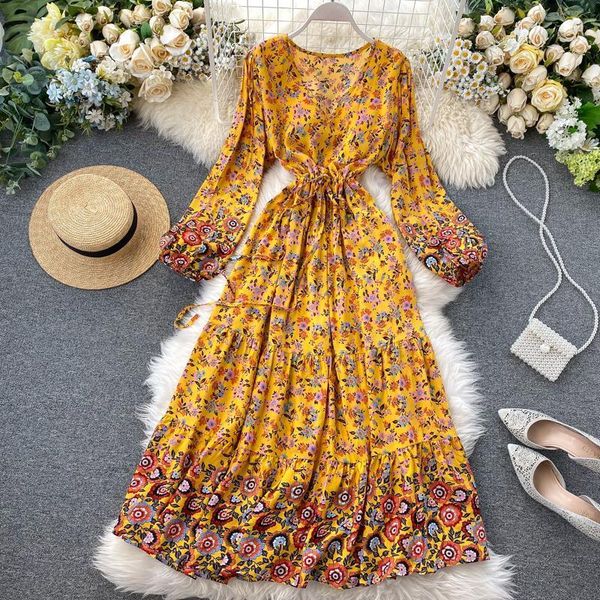 women bohemian floral maxi dress holiday flower beach cotton tunic dress party v neck spring long vintage print dress, Black;gray
women bohemian floral maxi dress holiday flower beach cotton tunic dress party v neck spring long vintage print dress, Black;gray