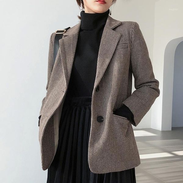 women plaid woolen suit female autumn new feminino retro plaid suit jacket straight casual houndstooth jacket suits slim blazer1, White;black
women plaid woolen suit female autumn new feminino retro plaid suit jacket straight casual houndstooth jacket suits slim blazer1, White;black