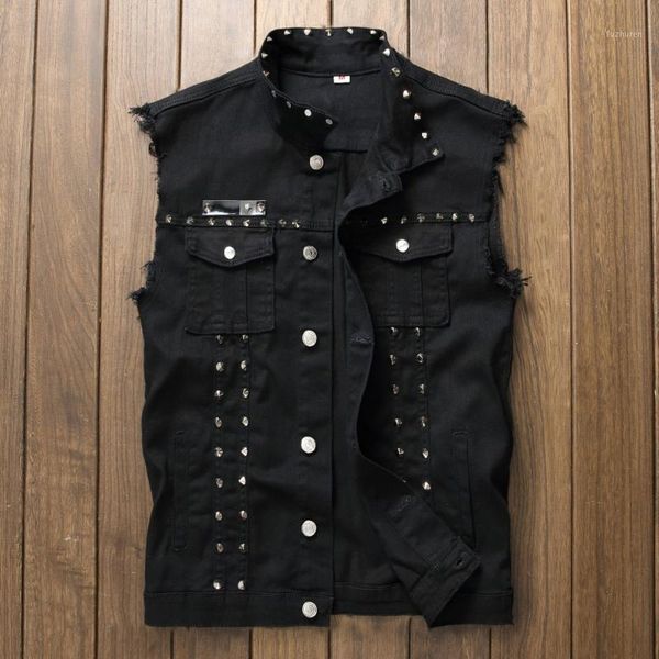red black white hip hop rivet denim vest men slim fit coats male cowboy waistcoat man sleeveless jean jacket punk style clothing1
red black white hip hop rivet denim vest men slim fit coats male cowboy waistcoat man sleeveless jean jacket punk style clothing1