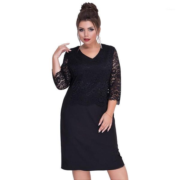 2020 plus size v-neck lace stitching fake two-piece commuter women dress three quarter sleeved v-neck dresses vestidos d9531, Black;gray
2020 plus size v-neck lace stitching fake two-piece commuter women dress three quarter sleeved v-neck dresses vestidos d9531, Black;gray